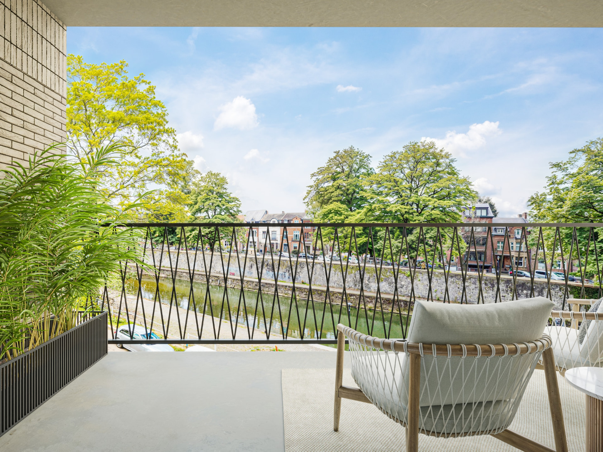 Terrasse avec vue sur la Sambre Terrasse avec vue sur la Sambre